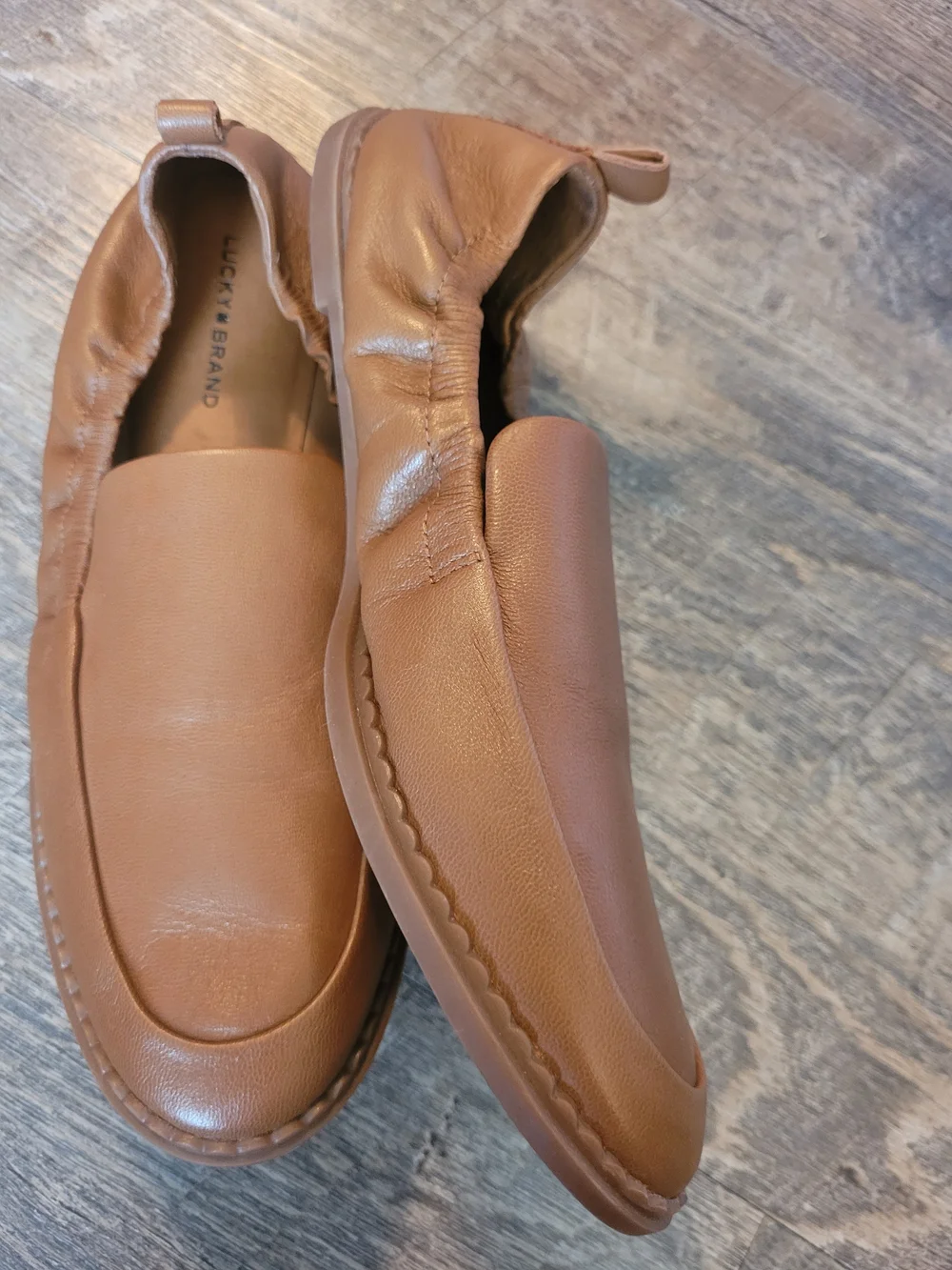 Lucky Brand Tawny Brown Leather Size 8.5 Ballet Flats Round Toe Casual Staple